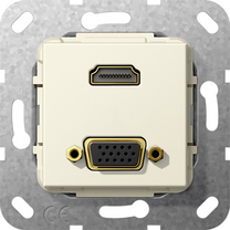 Gira Wkład podtynkowy Złącze HDMI 2.0a + HDR i VGA 15-pin (Kremowy) 567601