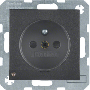 Berker - Hager B.X Gniazdo z uziemieniem i podświetleniem orientacyjnym LED, ant 6765101606