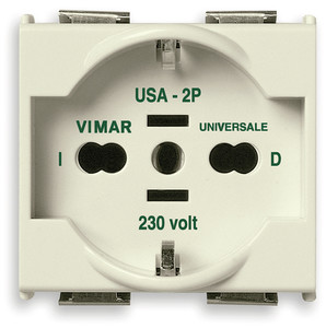 Vimar 8000 Gniazdo Uniwersalne 2P+E 16A 250V P10/P11/P17/SCHUKO/USA - Białe - 08410