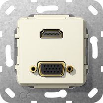 Gira Wkład podtynkowy Rozgałęźnik kablowy HDMI 2.0a + HDR i VGA 15-pin (Kremowy) 567701