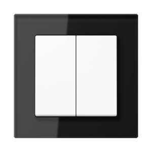 Jung Przełącznik A Creation Podwójny schodowy biały + szkło czarne