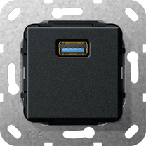 Gira Gniazdo podtynkowe Rozgałęźnik kablowy USB 3.0 A (Czarny matowy) 568310