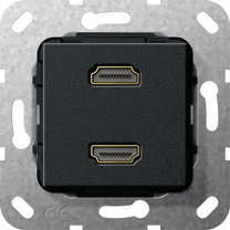 Gira Wkład podtynkowy Złącze podwójne HDMI 2.0a + HDR (Czarny matowy) 567110