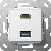 Gira Wkład podtynkowy Złącze HDMI 2.0a + HDR i USB 3.0 A (Biały) 567803