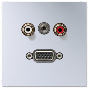 Jung Gniazdo multimedialne: Cinch Audio (RCA) + Mini Jack + VGA - Aluminium - MAAL1072