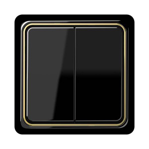 Jung Przełącznik CD Plus Podwójny Standardowy – Czarny – Ramka wewnętrzna – Złoto