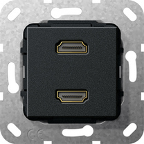 Gira Wkład podtynkowy Rozgałęźnik kablowy podwójny HDMI 2.0a + HDR (Czarny matowy) 567210