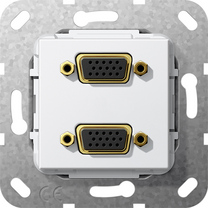 Gira Gniazdo podtynkowe Rozgałęźnik kablowy VGA podwójny 15 pinów (Biały) 565503