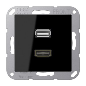 Jung Gniazdo multimedialne: HDMI + USB - Czarne - MAA1163SW