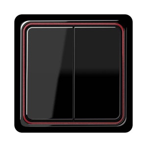 Jung Przełącznik CD Plus Podwójny Uniwersalny – Czarny – Ramka wewnętrzna – Czerwona