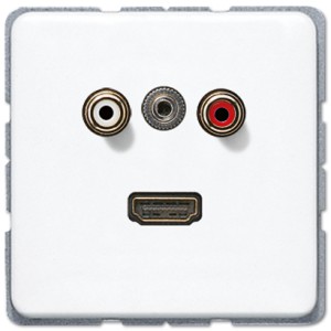 Jung Gniazdo multimedialne: Cinch Audio (RCA) + Mini Jack + HDMI - Białe - MACD1082WW