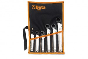Beta Zestaw kluczy oczkowych otwieranych jednostronnych w pokrowcu 10-22mm 6szt. 001200050