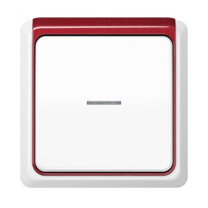 Jung Przełącznik CD Plus Podświetlony – Biały – Ramka zewnętrzna – Czerwona
