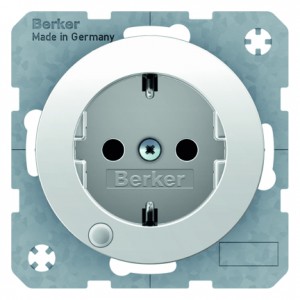 Berker - Hager Gniazdo SCHUKO z diodą kontrolną LED R.1/R.3 biały, połysk 41102089