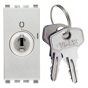 Vimar Łącznik kluczowy 2P 16AX z kluczem 000 wyjmowanym w obu pozycjach 1M - Srebrny - 20083.CU.N