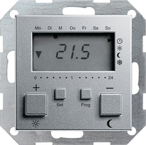 Gira Regulator temperatury 230V z zegarem System 55 kolor aluminium 237026