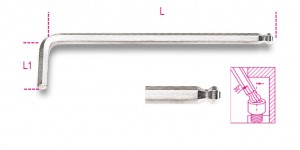Beta Klucz trzpieniowy kątowy chromowany z końcówką kulistą 6mm 000960346