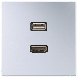 Jung Gniazdo multimedialne: HDMI + USB - Aluminium - MAAL1163