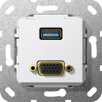 Gira Gniazdo podtynkowe Złącze VGA 15 pinów i USB 3.0 A (Biały) 568803