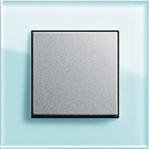 Gira Esprit - Włącznik uniwersalny aluminium, ramka seledynowe szkło 010600-029626-021118