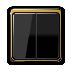 Jung Przycisk CD Plus Podwójny Standardowy – Czarny – Ramka zewnętrzna – Złoto