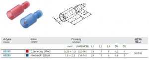 BM GROUP Wtyk nylonowy całkowicie izolowany z antywibracyjną tulejką miedzianą 2.5/5 do 105°C z przekrojem 1.5-2.5 mm² - Niebieski (50 szt.) 80230