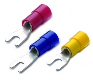 BM GROUP Końcówki kablowe z PVC izolowane widełkowe 1.5/3 z przekrojem 0.25-1.5 mm² - Czerwone (100 szt.) 00108