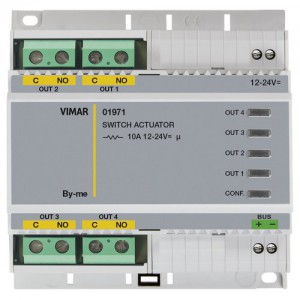 Vimar Aktor przekaźnikowy 10A 12-24V z 4-ma wyjściami By-me Marine 6M - Szary (RAL 7035) - 01971
