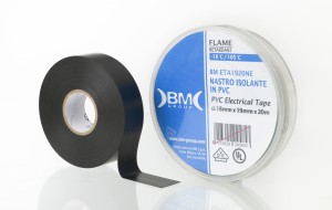 BM GROUP Taśma elektroizolacyjna PVC, profesjonalna, o podwyższonej wytrzymałości 0,18x19 mm, 20mb - Czarna ETA1920NE