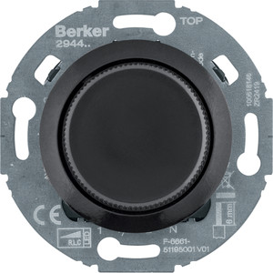 Berker Serie 1930/Glas Ściemniacz obrotowy komfort, czarny, obc. R/L/C 20-420 W, LED 3-100 W 294411