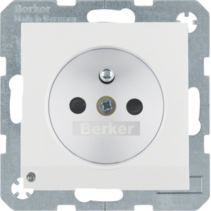 Berker - Hager B.3/B.7 Gniazdo z uz. i podświetleniem orientacyjnym LED, biały 6765101909