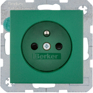 Berker - Hager B.3/B.7 Płytka czołowa z przysł. st. do gniazda z uziemieniem zielony 3965760063