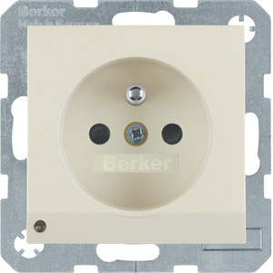 Berker - Hager B.Kwadrat Gniazdo z uziemieniem i podświetleniem orientacyjnym LED, krem 6765108982