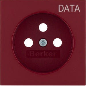 Berker - Hager B.Kwadrat Płytka czołowa do gniazda z uziemieniem z nadrukiem ''DATA'', czerwony 3963808995