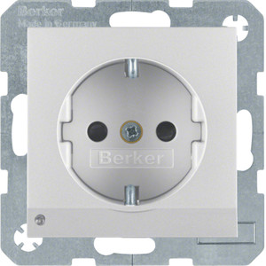 Berker - Hager B.Kwadrat/B.7 Gniazdo SCHUKO z uz. z podświetleniem orientacyjnym LED, alu 41091404