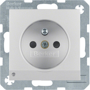 Berker - Hager B.Kwadrat/B.7 Gniazdo z uz. i podświetleniem orientacyjnym LED, alu mat, lak 6765101404