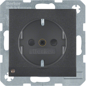 Berker - Hager B.X Gniazdo SCHUKO z uz. z podświetleniem orientacyjnym LED, ant mat 41091606