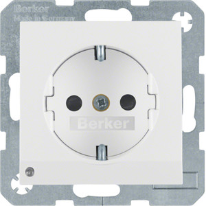 Berker - Hager B.X Gniazdo SCHUKO z uz. z podświetleniem orientacyjnym LED, biały 41098989