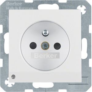 Berker - Hager B.X Gniazdo z uziemieniem i podświetleniem orientacyjnym LED, biały 6765108989
