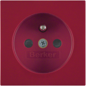 Berker - Hager B.X/S.1 Płytka czołowa z przysł. st. do gniazda z uziemieniem czerwony 3965768962
