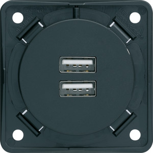 Berker - Hager Integro Gniazdo USB ładowania podwójne, 230V, 3A, antracyt, mat 926102505