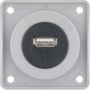 Berker - Hager Integro Gniazdo USB ładowania pojedyncze 12V, 3A, szary połysk, mechanizm czarny 926032507