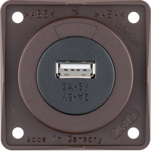 Berker - Hager Integro Gniazdo USB ładowania pojedyncze, 12V, 3A, brązowy mat, mechanizm czarny 926032501