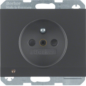 Berker - Hager K.1 Gniazdo z uziemieniem i podświetleniem orientacyjnym LED, ant 6765107006