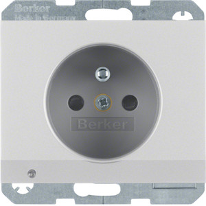Berker - Hager K.5 Gniazdo z uziemieniem i podświetleniem orientacyjnym LED, alu 6765107003