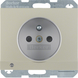 Berker - Hager K.5 Gniazdo z uziemieniem i podświetleniem orientacyjnym LED, stal szl 6765107004