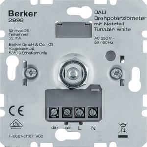 Berker - Hager one.platform Potencjometr obrotowy DALI z wbudowanym zasilaniem, Tunable White 2998