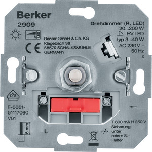 Berker - Hager one.platform Ściemniacz obrotowy obciążenie R 20-200 W, LED 3-40 W 2909
