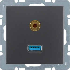 Berker - Hager Q.x Gniazdo USB/3.5 mm audio, ant, aks lak 3315396086