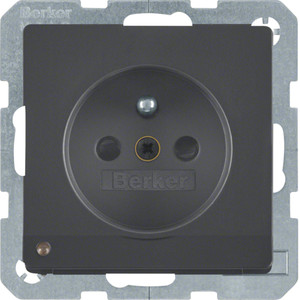 Berker Q.1/Q.3/Q.7 Gniazdo z uziemieniem i podświetleniem orientacyjnym LED, antracyt, aksamit 6765106086